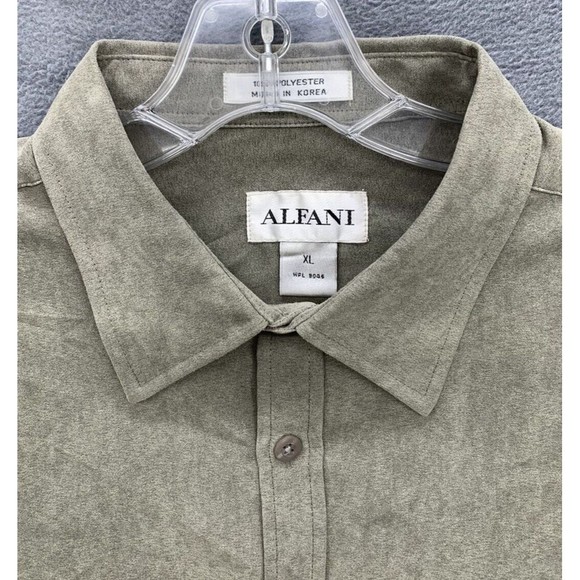 Alfani Button Down Shirt Men's Size XL Beige Short Sleeve Double Chest Pockets - Picture 7 of 12